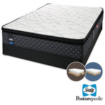 Sealy Pathos Plush King Mattress and Split Low-Profile Boxspring Set
