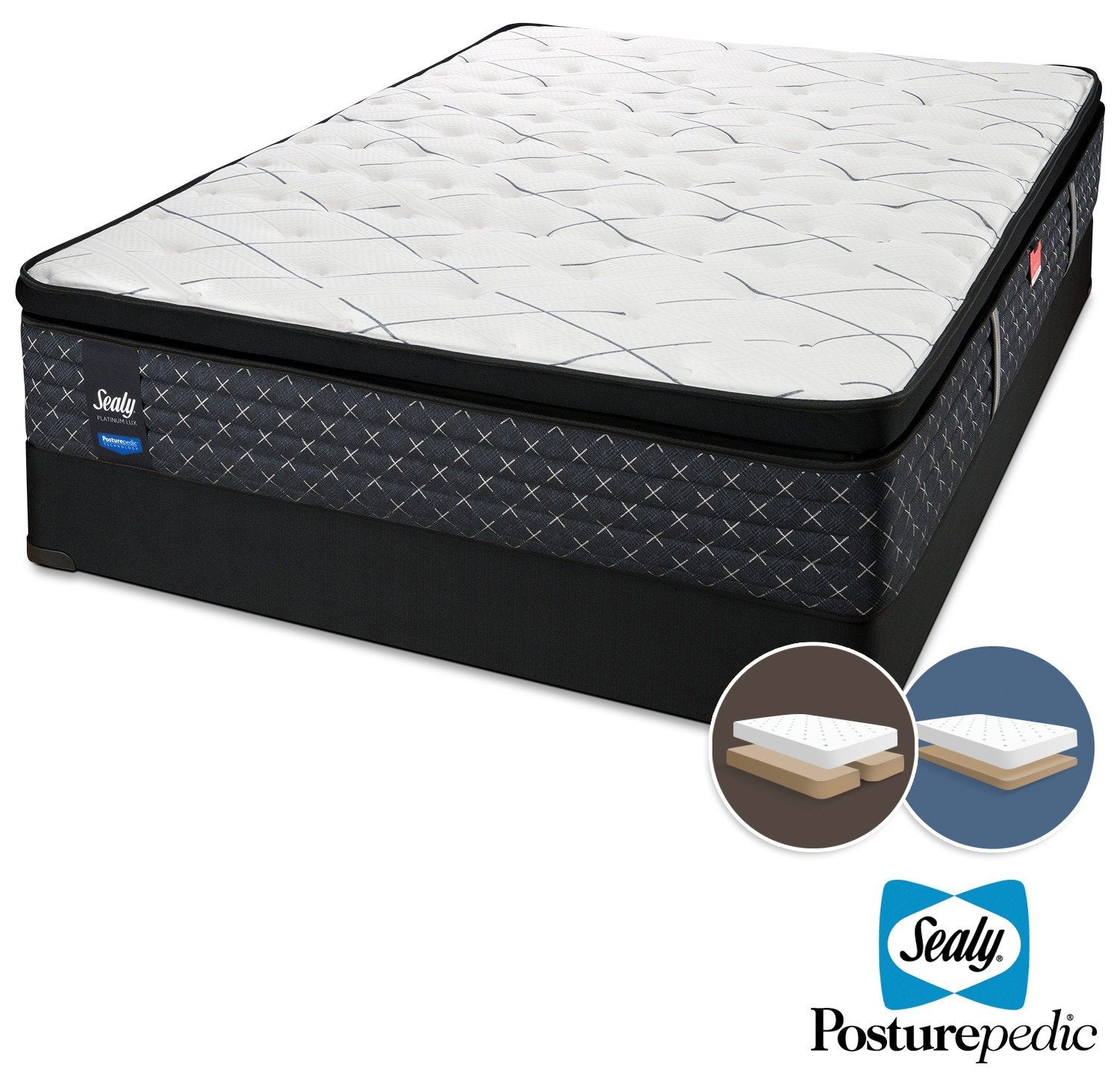 Sealy Pathos Plush King Mattress and Split Low-Profile Boxspring Set