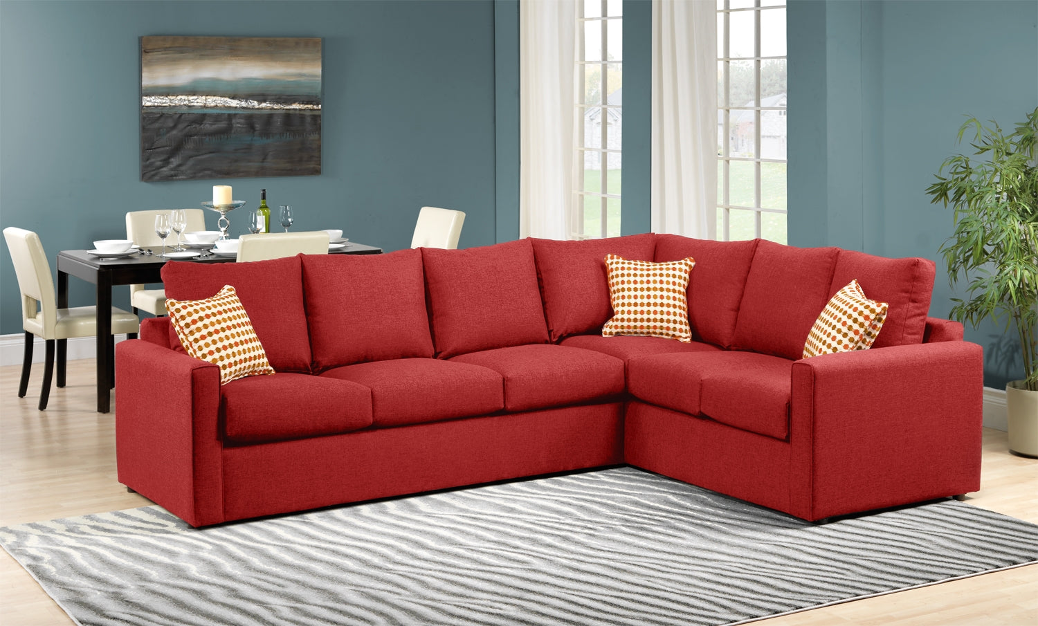 Athina  2-Piece Sectional with Left-Facing Queen Sofa Bed - Cherry