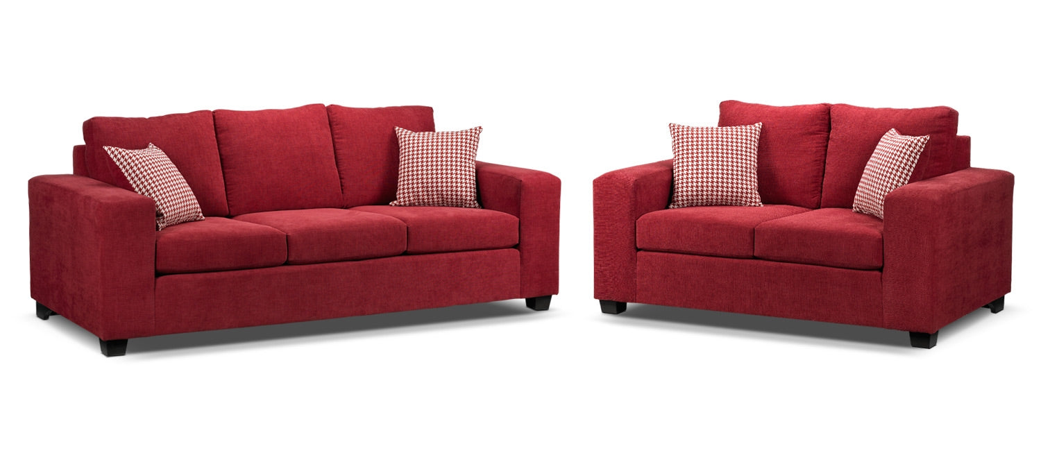 Fava 2 Pc. Living Room Package w/Loveseat - Red