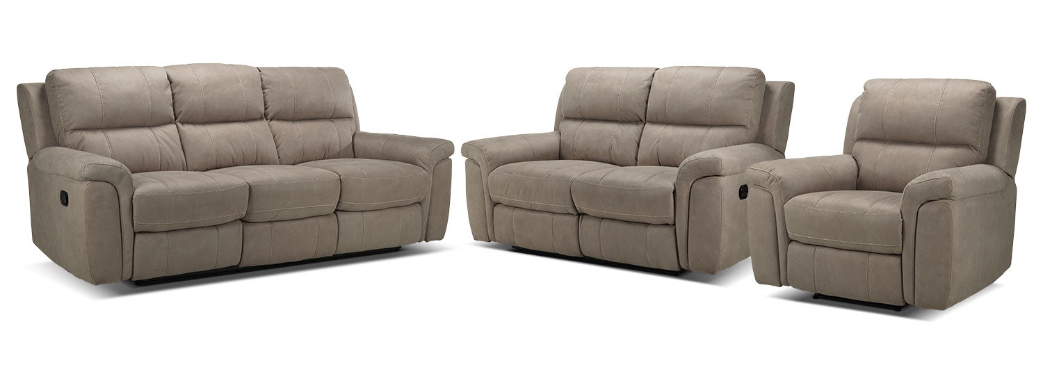 Roarke 3 Pc. Living Room Package - Silver Grey