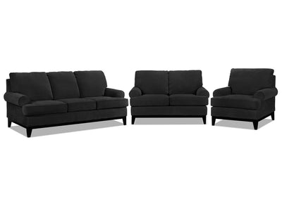 Crizia Sofa, Loveseat and Chair Set - Black