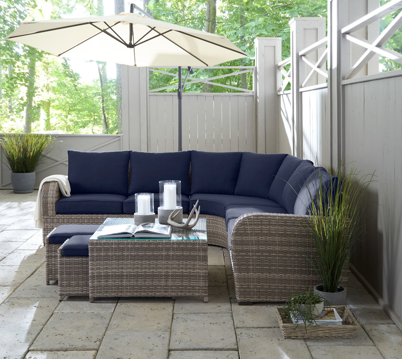 Melville Two- 3-Piece Outdoor Sectional - Navy