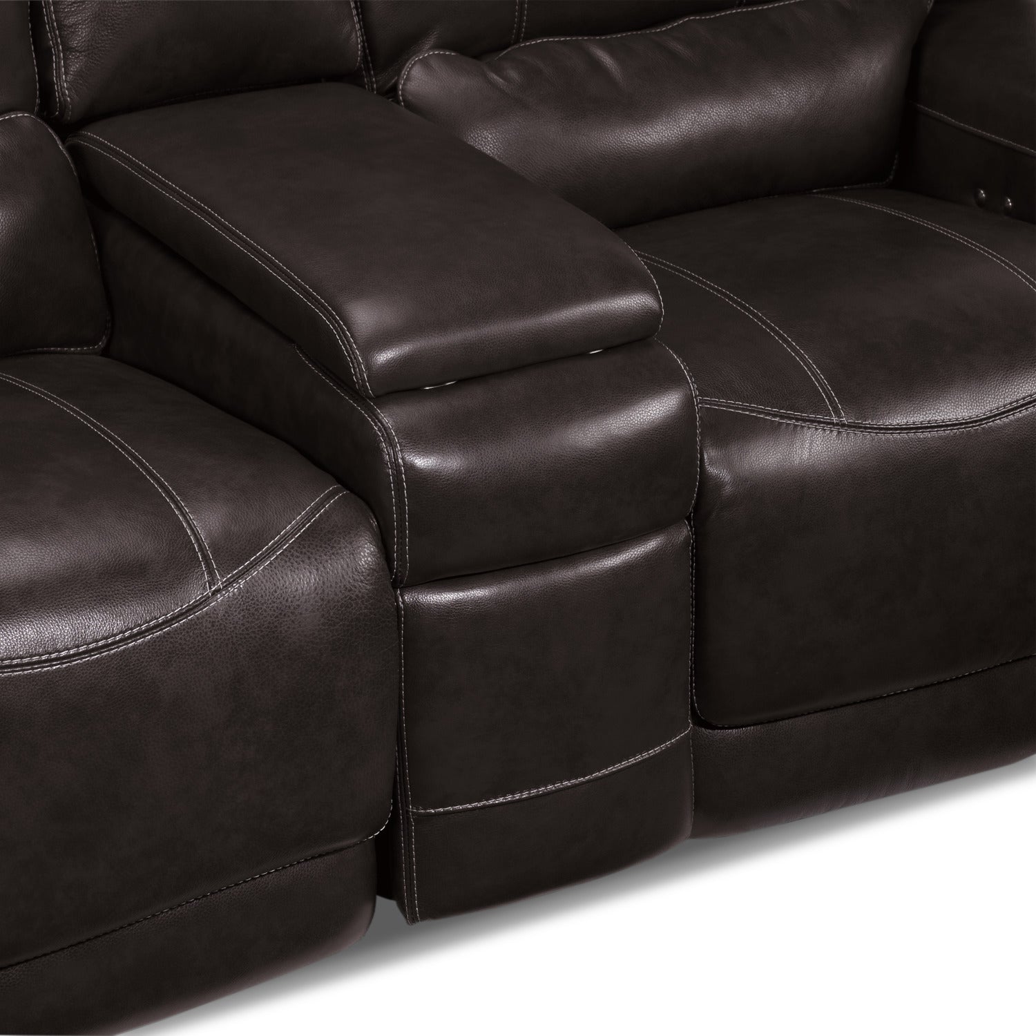 Dearborn Power Reclining Sofa and Reclining Loveseat w/ Console Set - Blackberry