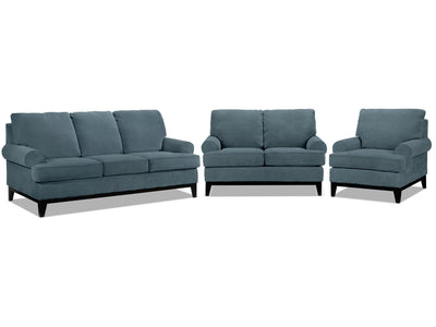 Crizia Sofa, Loveseat and Chair Set - Navy
