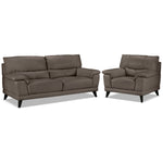 Braylon Leather Sofa and Chair Set - African Grey
