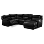 Holton 5-Piece Leather Sectional with Right-Facing Chaise - Black