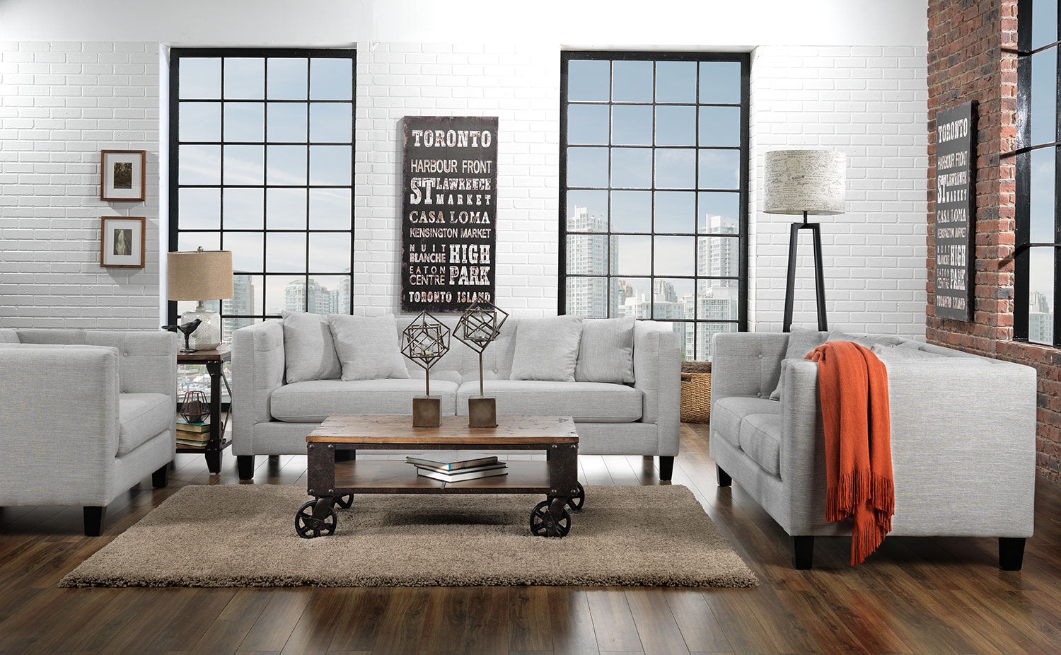 Astin Sofa, Loveseat and Chair and a Half - Grey