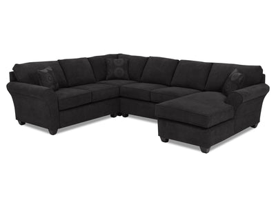 Althea 4-Piece Sectional with Right-Facing Chaise - Black
