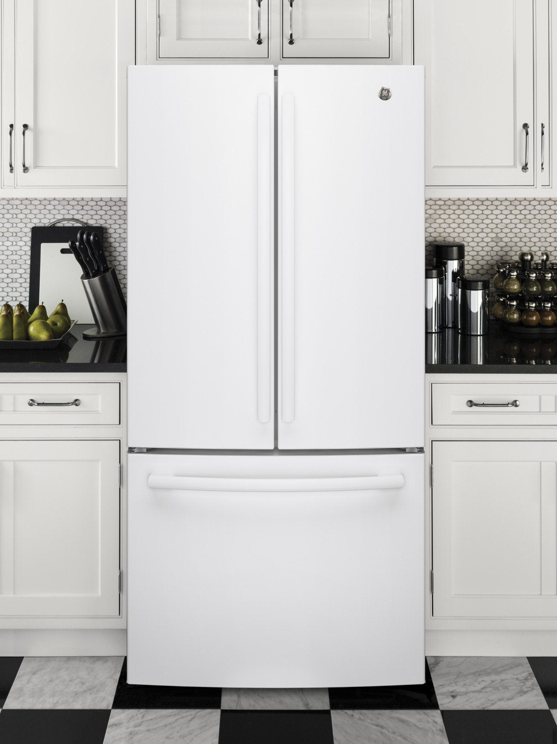 GE White Counter-Depth French Door Refrigerator (18.6 Cu. Ft.) - GWE19JGLWW