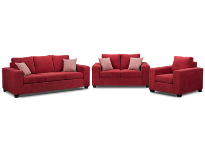 Fava 3 Pc. Living Room Package - Red