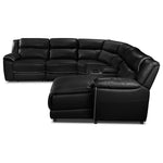 Holton 6-Piece Leather Sectional with Right-Facing Chaise - Black