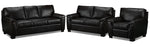 Reynolds Leather Sofa, Loveseat and Chair Set - Coffee