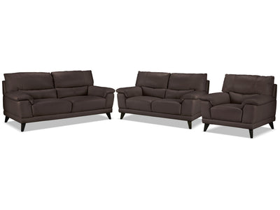 Braylon Sofa, Loveseat and Chair Set - Dark Chocolate
