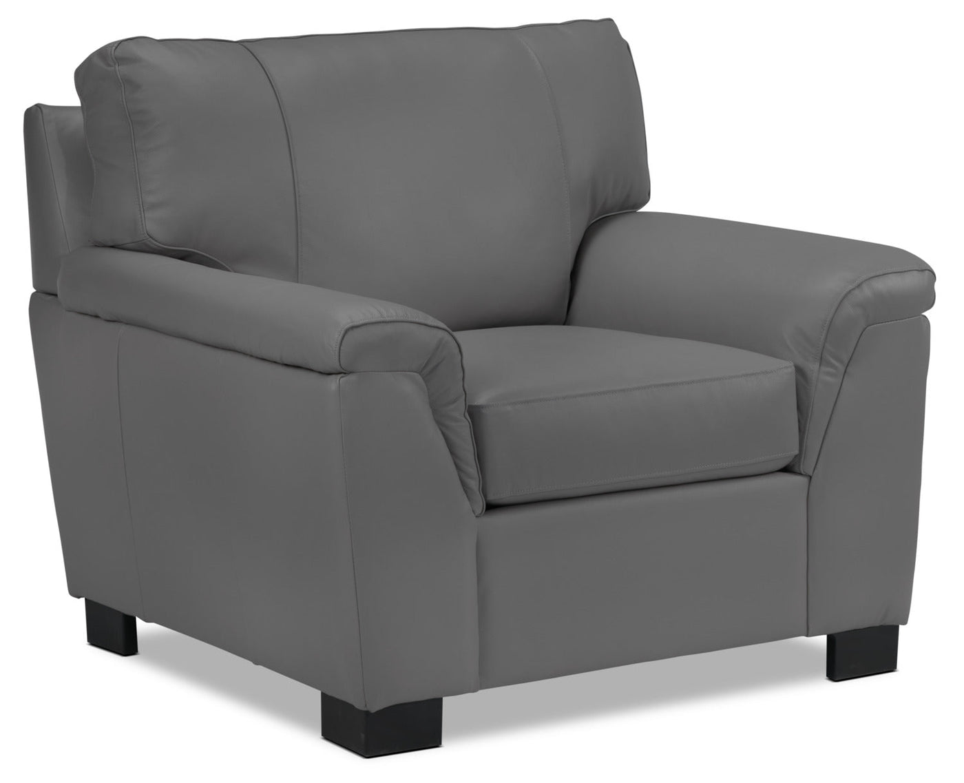 Reynolds Leather Sofa and Chair Set - Grey