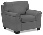 Reynolds Leather Sofa and Chair Set - Grey