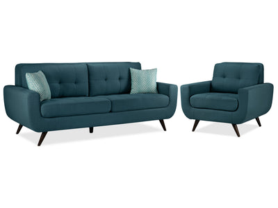 Julian Sofa and Chair Set - Blue