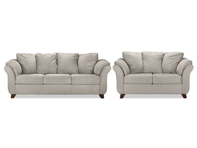 Collier Sofa and Loveseat Set - Silver Grey