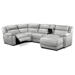 Holton 5-Piece Leather Sectional with Right-Facing Chaise - Grey