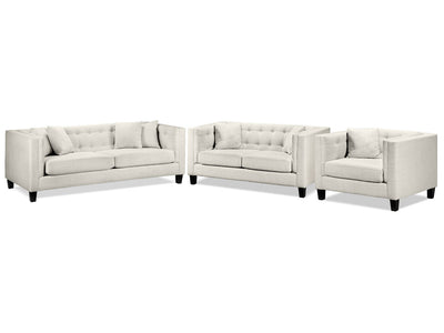 Astin Sofa, Loveseat and Chair and a Half Set - Wheat