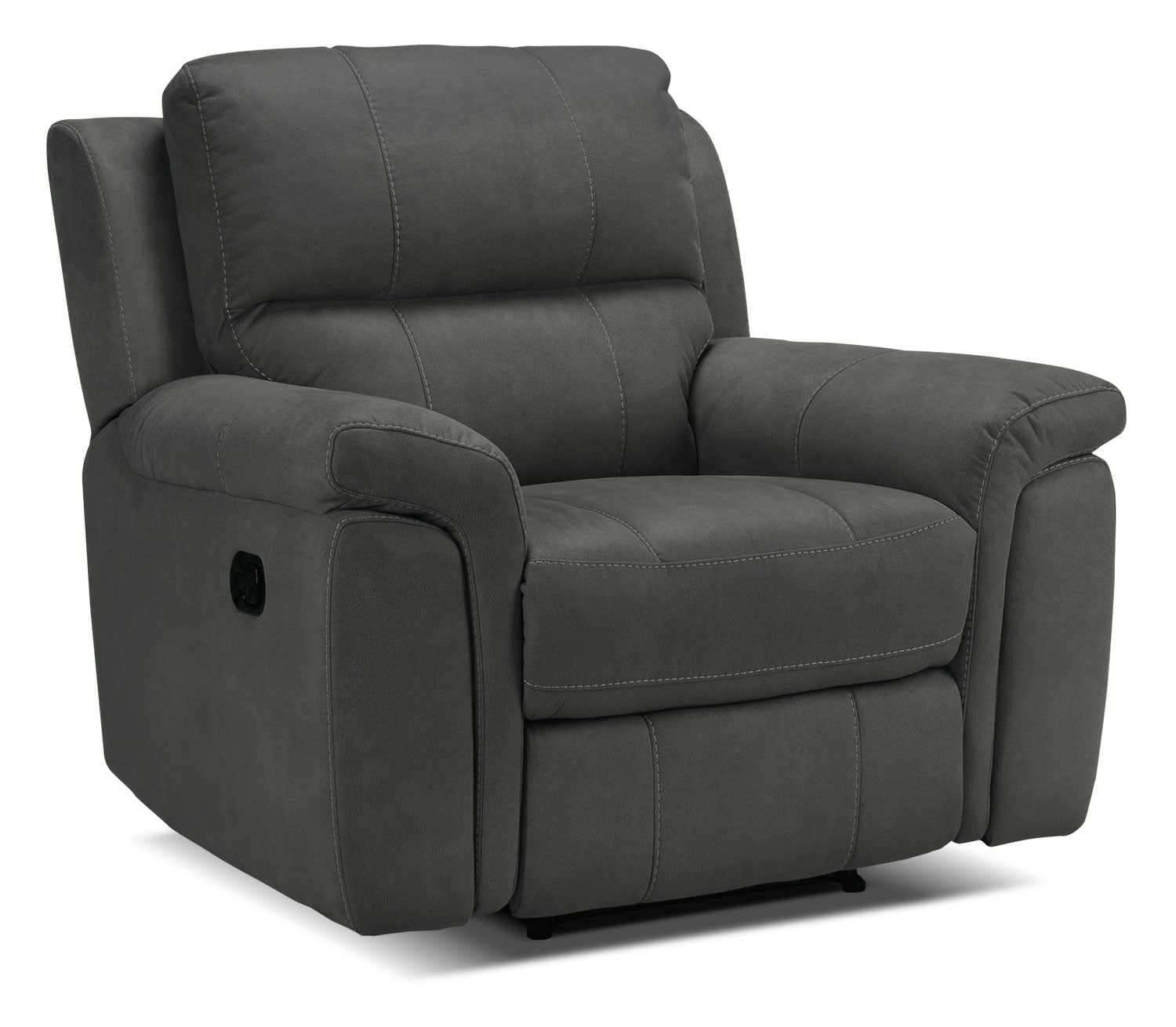 Roarke Reclining Sofa, Reclining Loveseat and Recliner Set - Charcoal