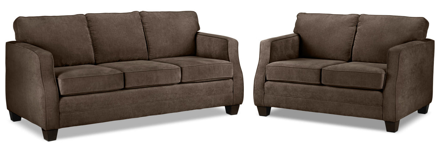 Agnes Sofa and Loveseat Set - Chocolate