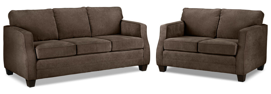 Agnes Sofa and Loveseat Set - Chocolate
