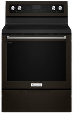 KitchenAid Black Stainless Steel Freestanding Electric Convection Range (6.4 Cu. Ft.) - YKFEG500EBS