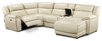 Holton 5-Piece Leather Sectional with Right-Facing Chaise - Pebble