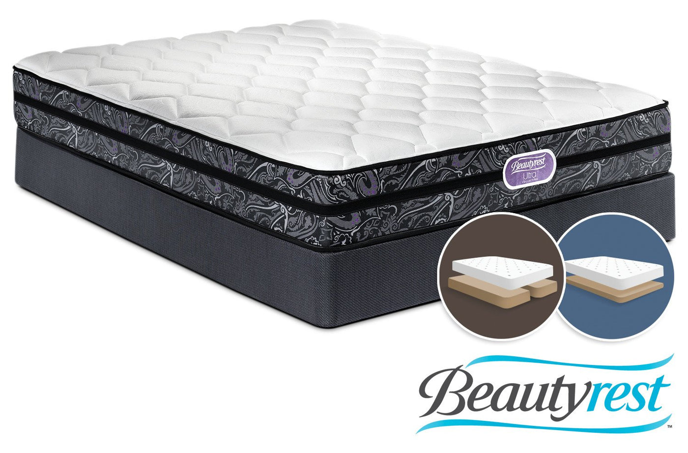 Simmons Beautyrest Ultra Haley Firm Queen Mattress and Split Low-Profile Boxspring Set