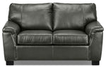 Reynolds Leather Loveseat - Dark Grey