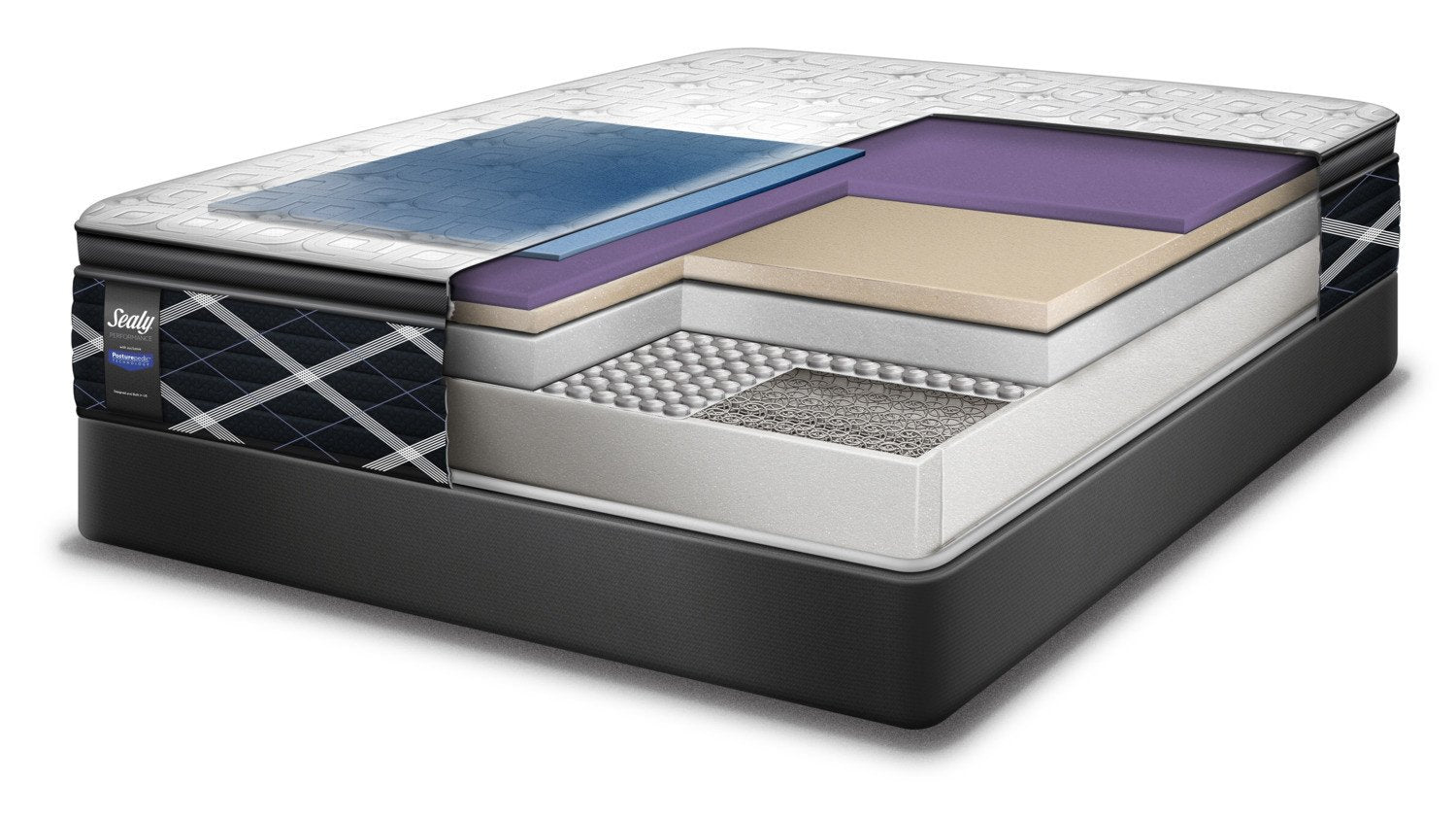 Sealy Mastery Hybrid Plush Queen Mattress and Low-Profile Boxspring Set