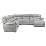 Holton 6-Piece Leather Sectional with Right-Facing Chaise - Grey