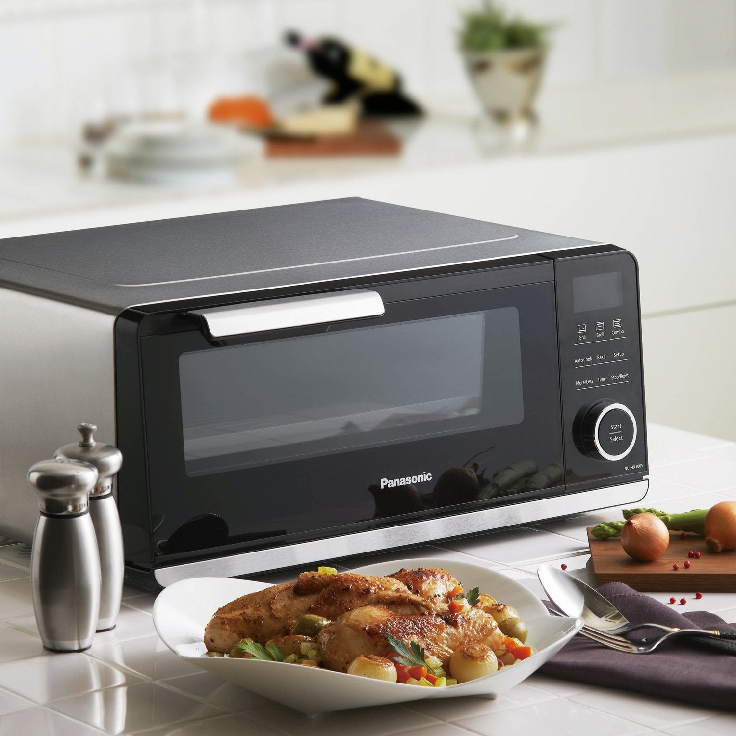 Panasonic Black-on-Stainless Steel Countertop Induction Oven (0.5 Cu. Ft.) - NUHX100S