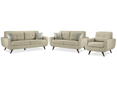 Julian Sofa, Loveseat and Chair Set - Beige